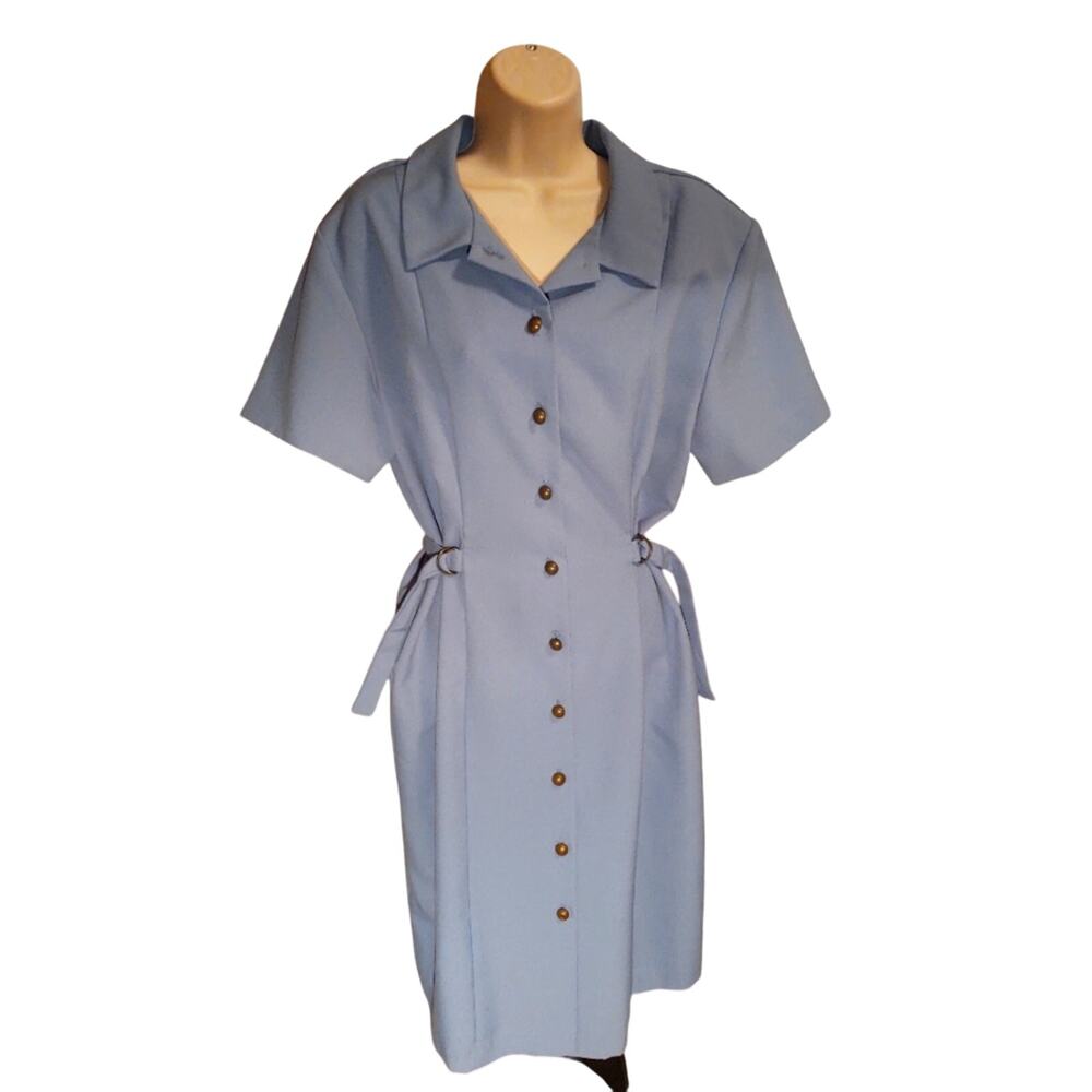 Vintage - Habits - Periwinkle Shirt Dress - Adjustable Waist - Size 18P